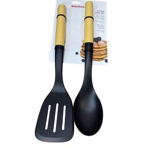 KITCHENAID Yellow Slotted Turner & Basting Spoon Model KQ360OHYLA VHTF  2Pc.NEW!